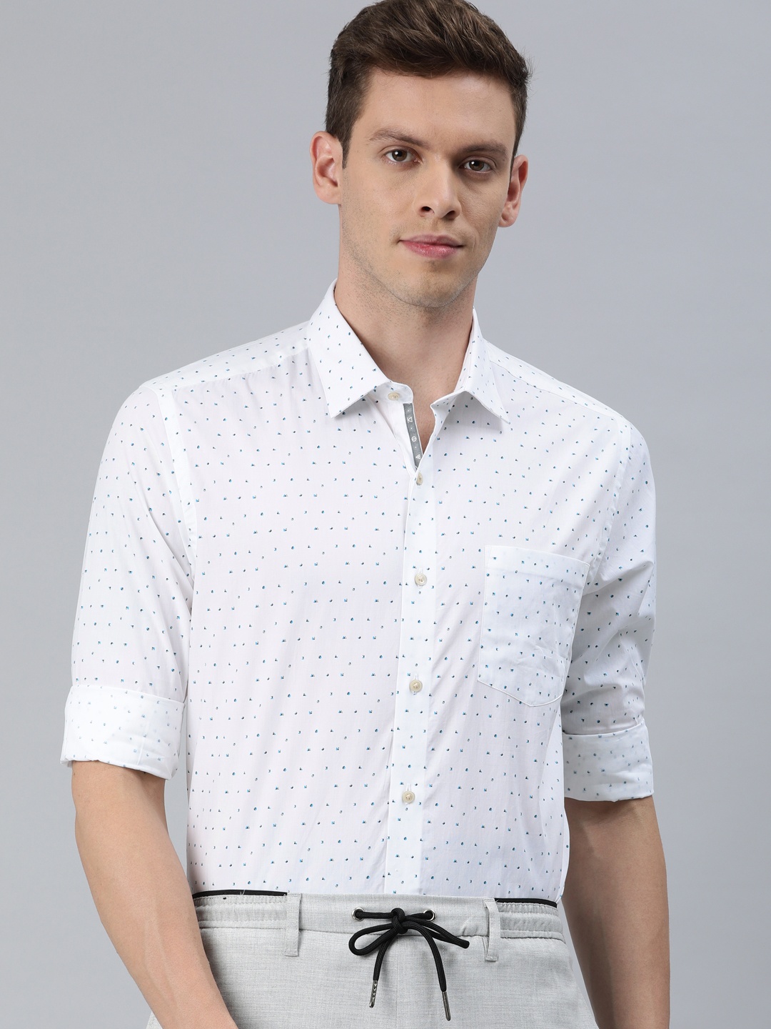 

Arrow New York Men White & Blue Slim Fit Printed Casual Shirt