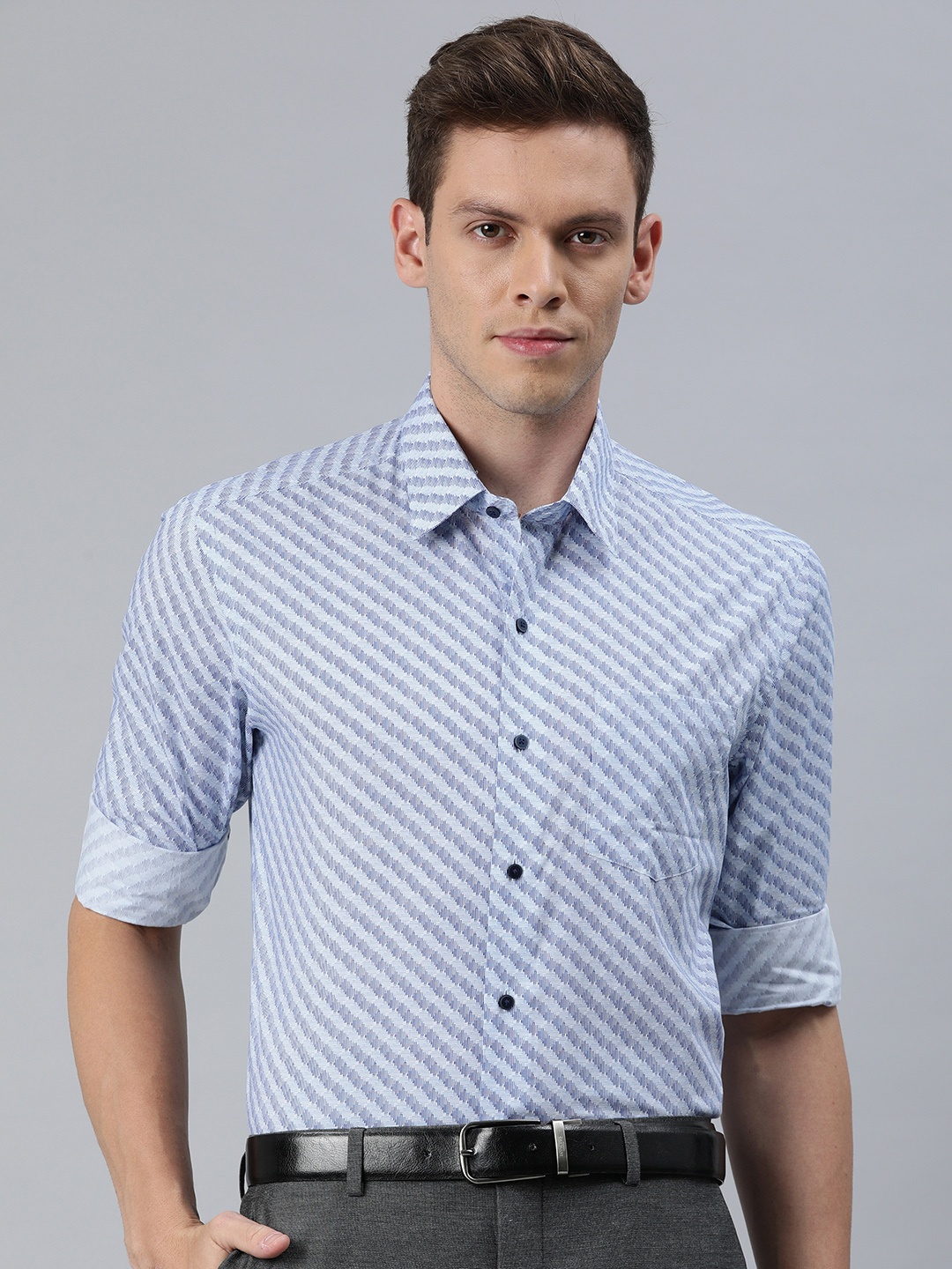 

Arrow New York Men Blue Slim Fit Printed Semiformal Shirt