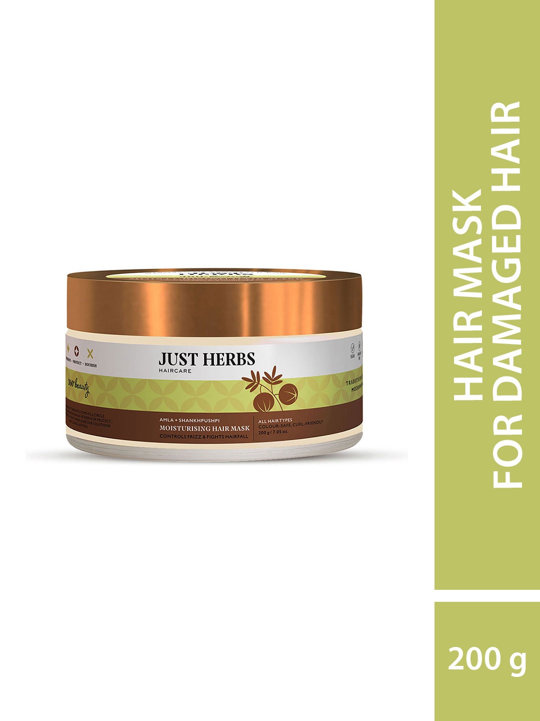 

Just Herbs Amla Hair Mask For Hair Growth, Hairfall Control & Frizzy Hair - 200 g, White