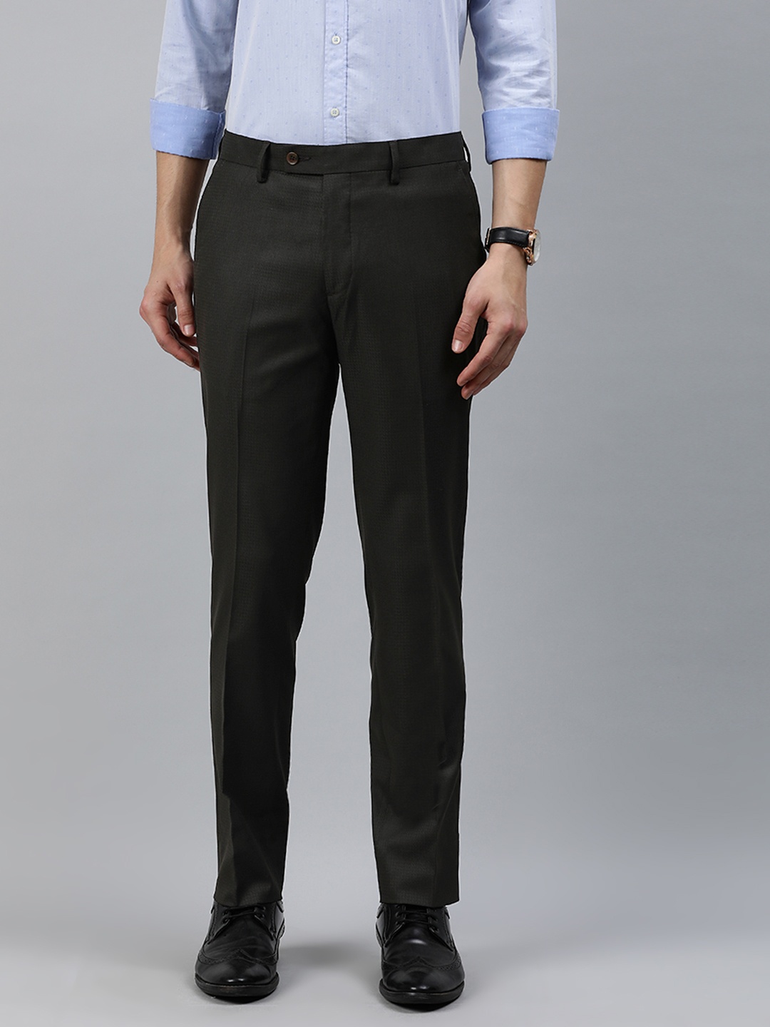 

Arrow Men Brown Slim Fit Self-Design Semi-Formal Trousers