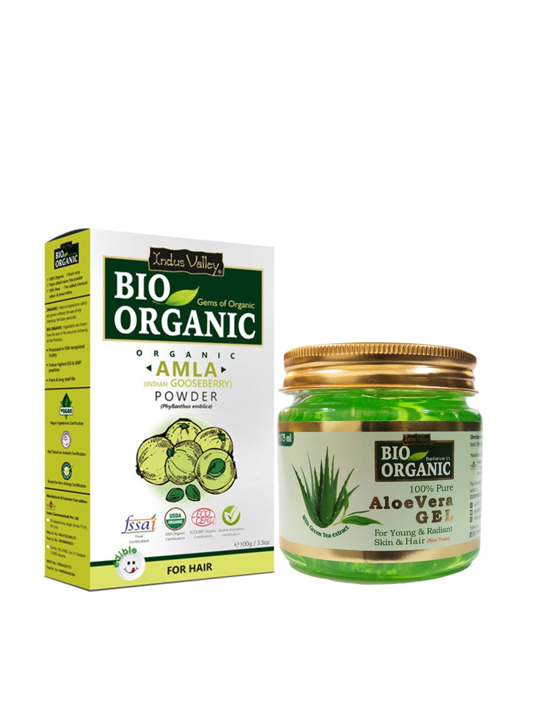 

Indus valley amla powder & aloe vera gel combo, Green