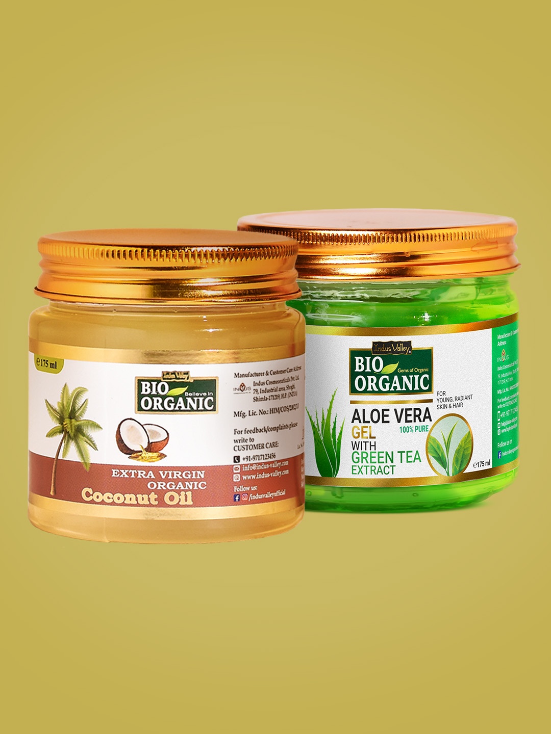 

Indus valley coconut oil and aloe vera gel combo, Green