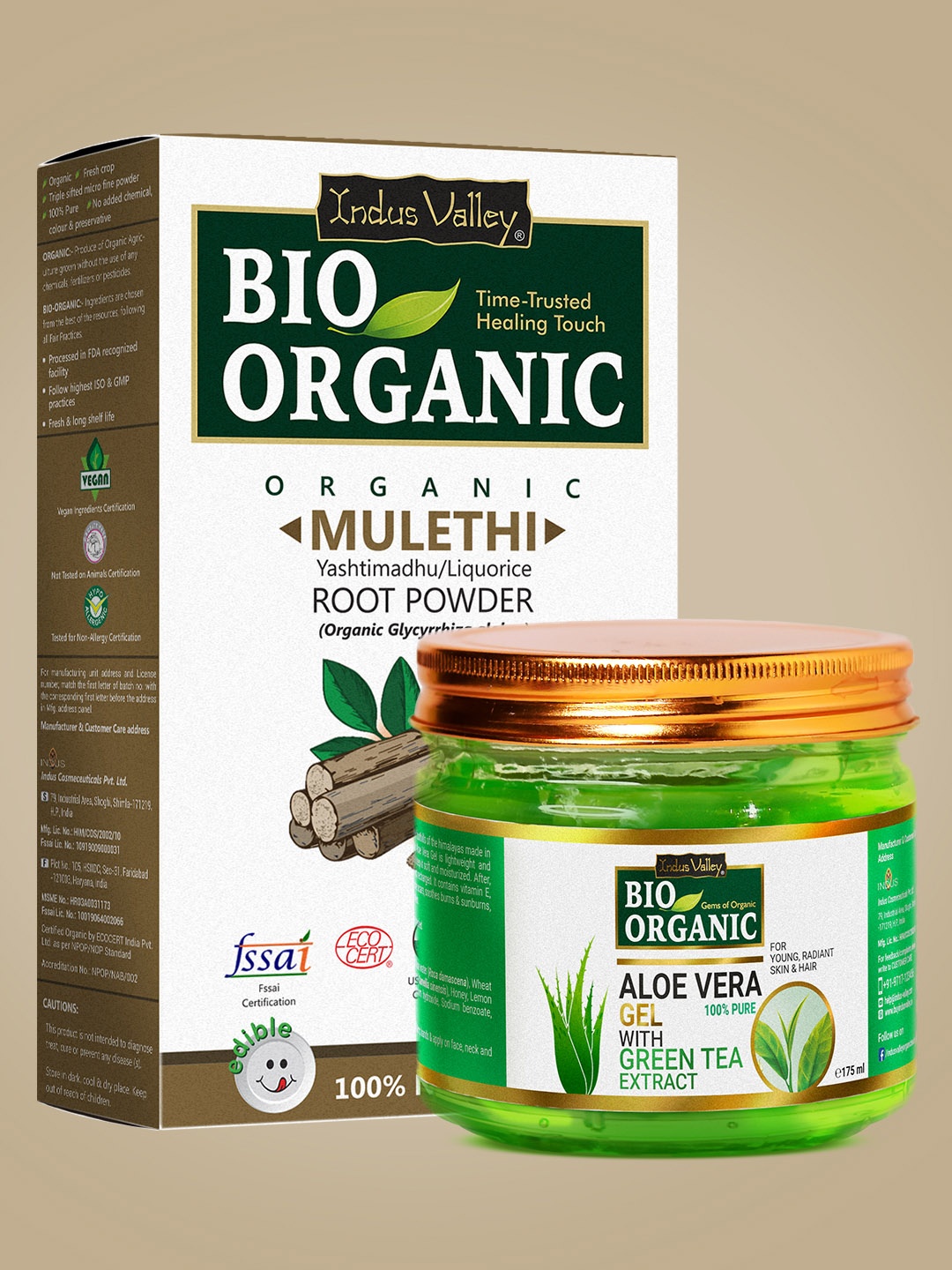 

Indus Valley Mulethi Powder & Aloe Vera Gel Combo, Green