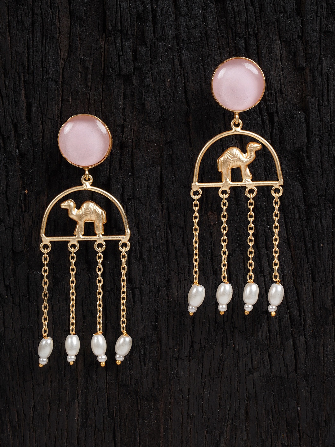 

Shoshaa Pink & Gold-Plated Classic Drop Earrings