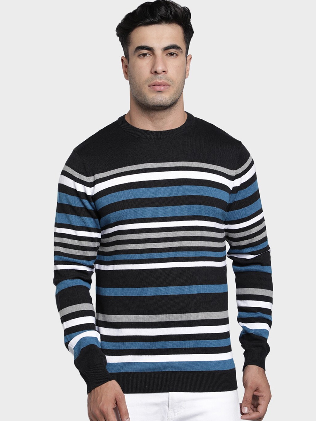 

Red Tape Men Black Striped Sweater