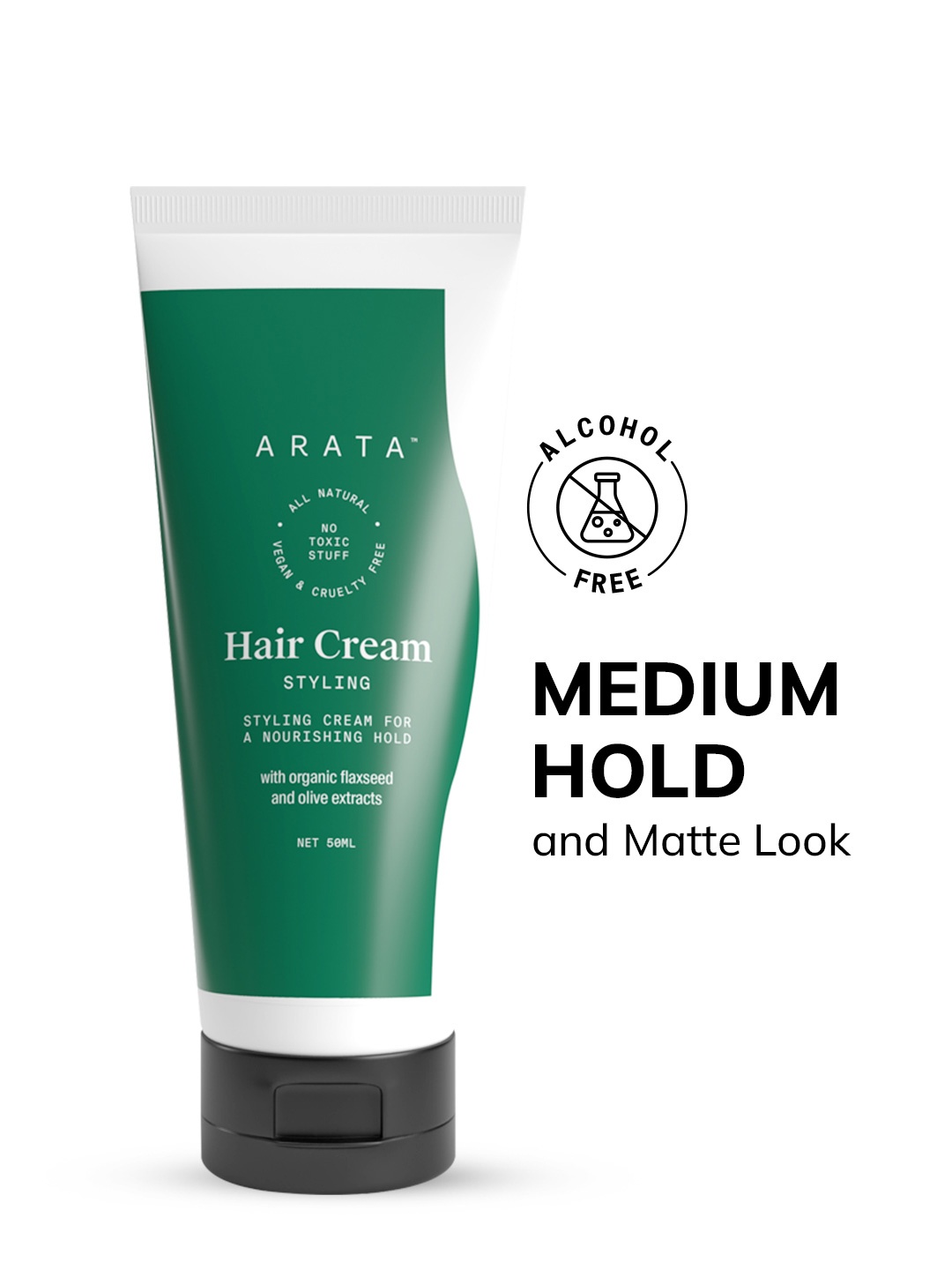 

ARATA Volume Boosting Hair Cream with Olive & Coconut Oil - 50 ml, Green