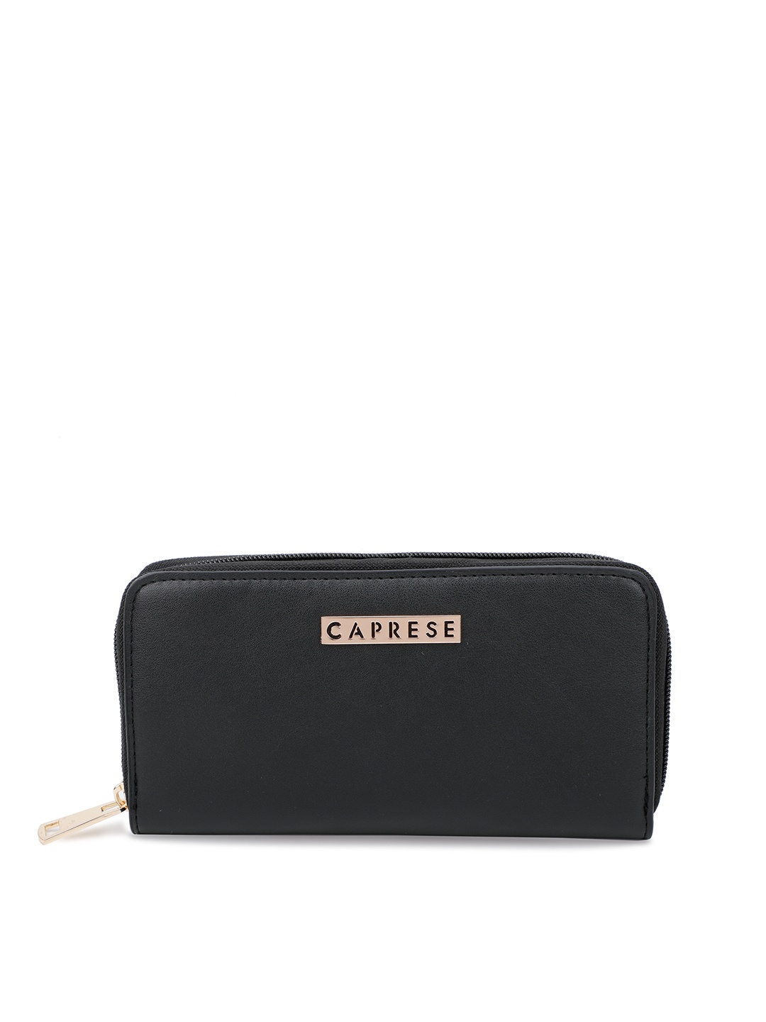 

Caprese Women Black Solid Zip Around Wallet