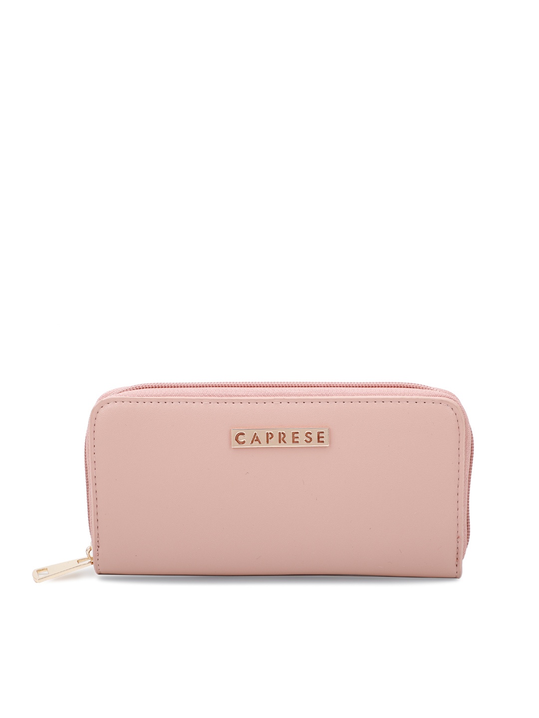 

Caprese Women Pink Solid Zip Around Wallet