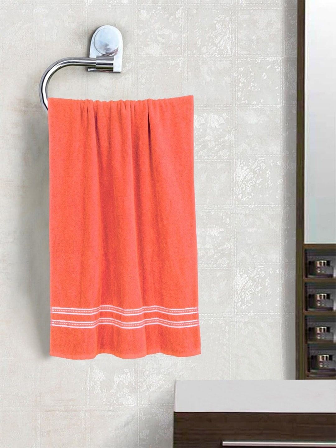 

ROMEE Unisex Coral Orange Solid 400GSM Bath Towel