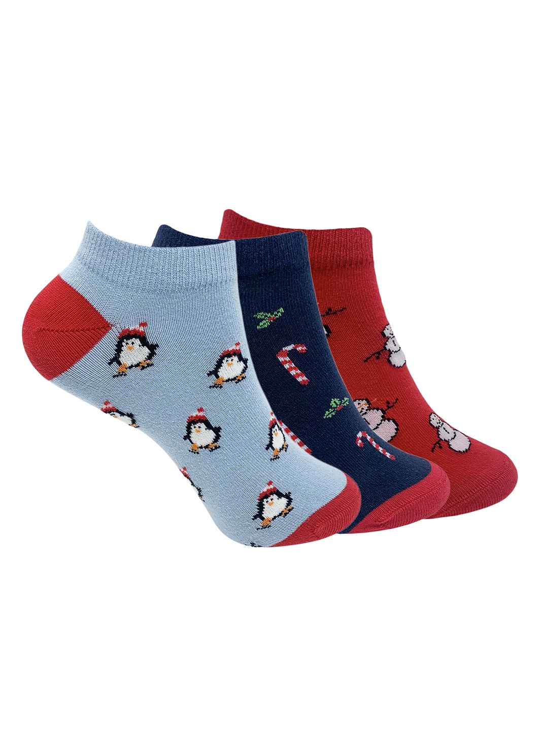 

Mint & Oak Women Pack Of 3 Assorted Ankle-Length Socks, Multi