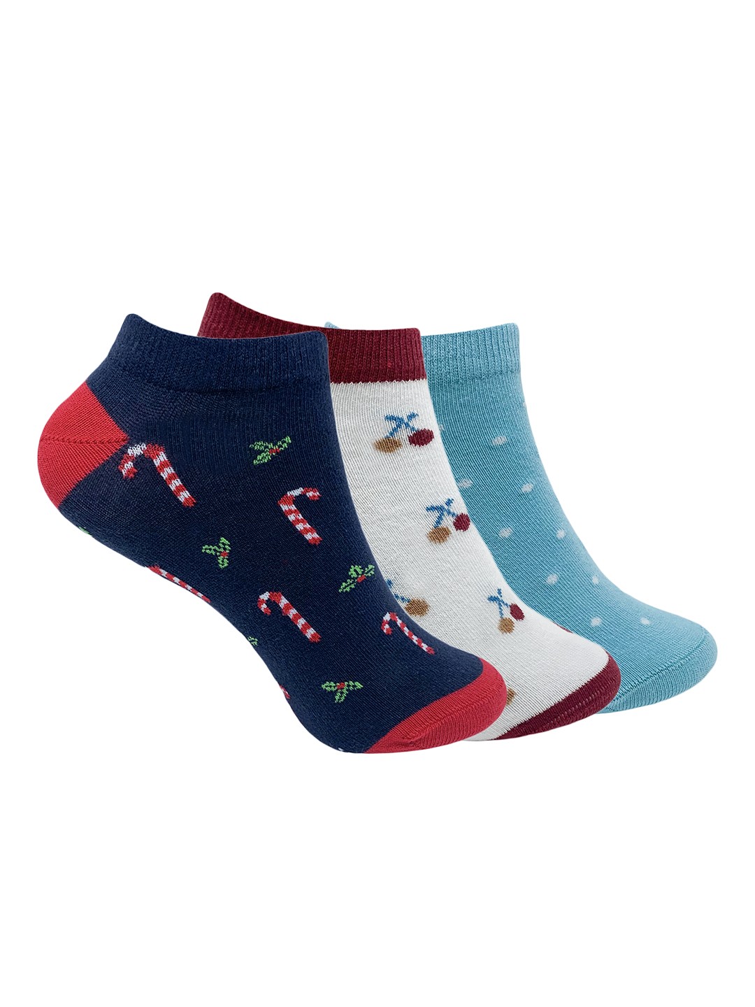 

Mint & Oak Women Pack Of 3 Assorted Ankle-Length Socks, Multi