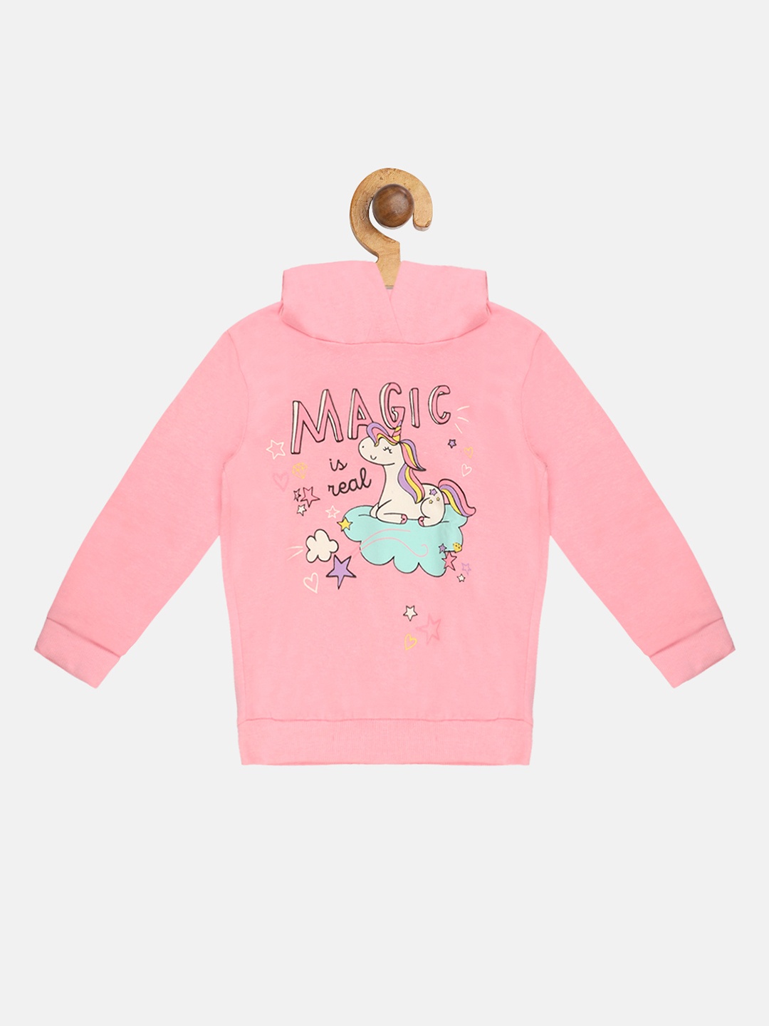 

Lazy Shark Girls Pink Printed Hooded Sweatshirt