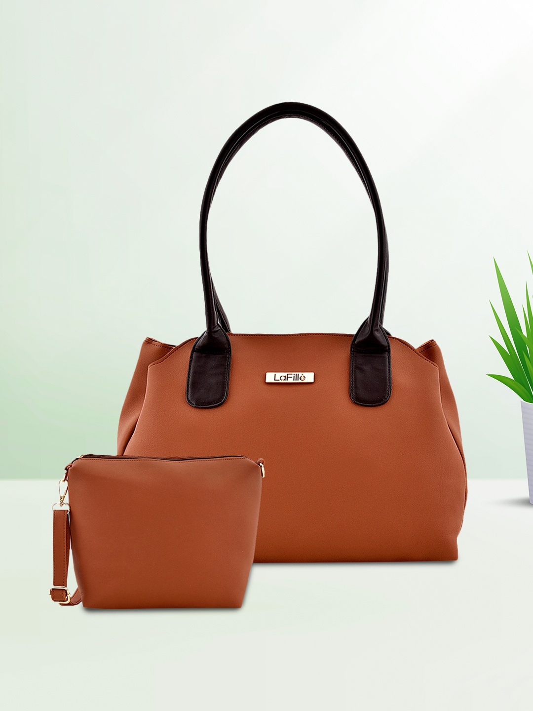 

LaFille Brown Solid Shoulder Bag With Pouch