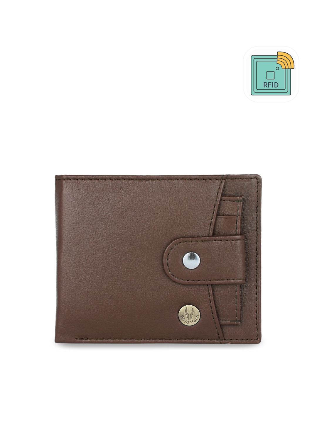 

WildHorn Men Brown Solid RFID Protected Genuine Leather Two Fold Wallet