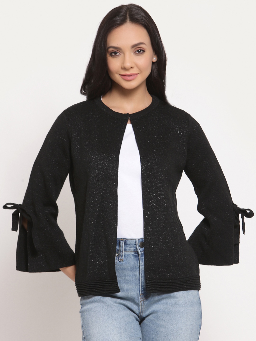 

Mode by Red Tape Women Black Solid Cardigan