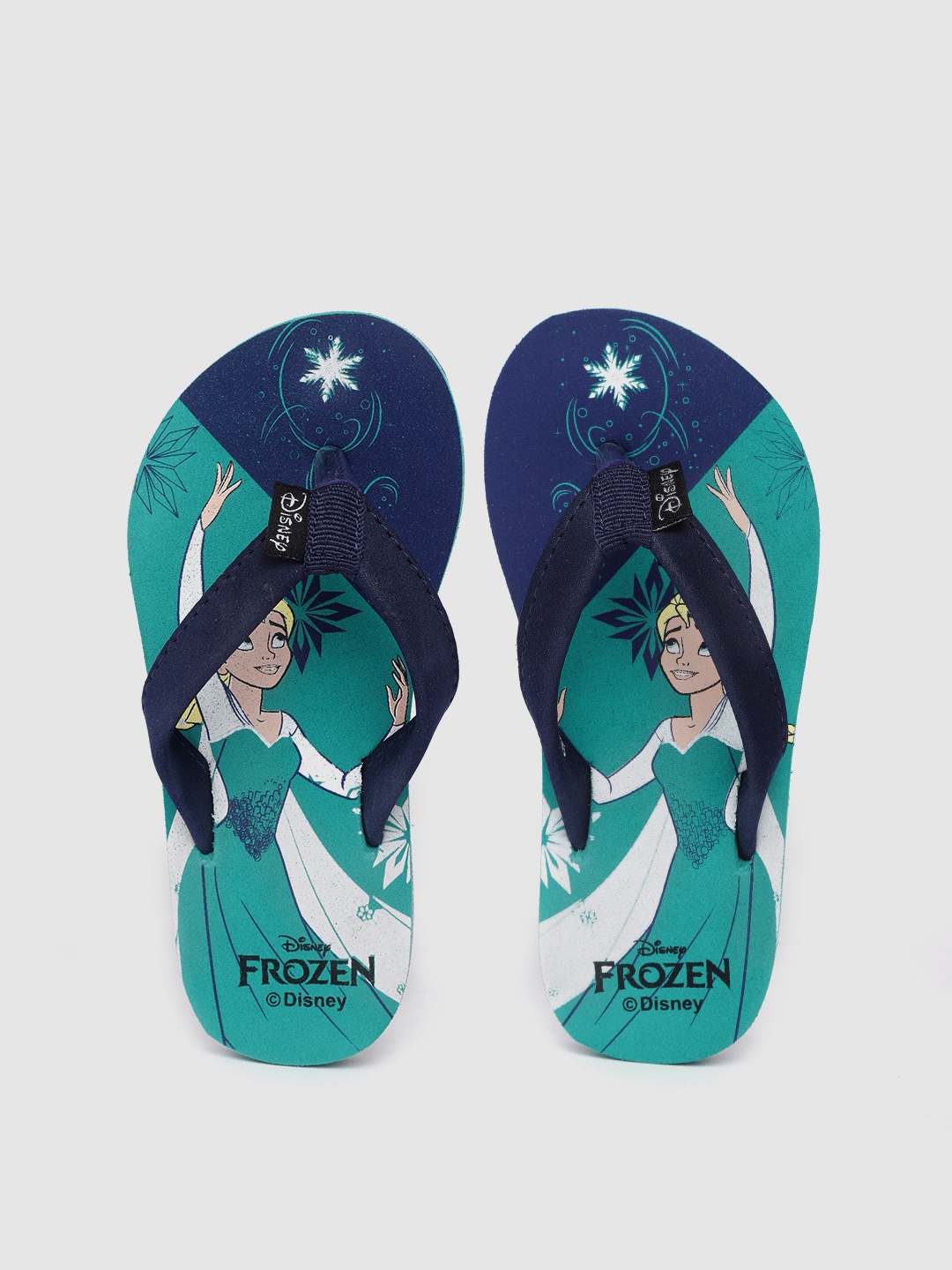 

toothless Girls Navy Blue & Teal Green toothless Frozen Elsa Print Thong Flip-Flops
