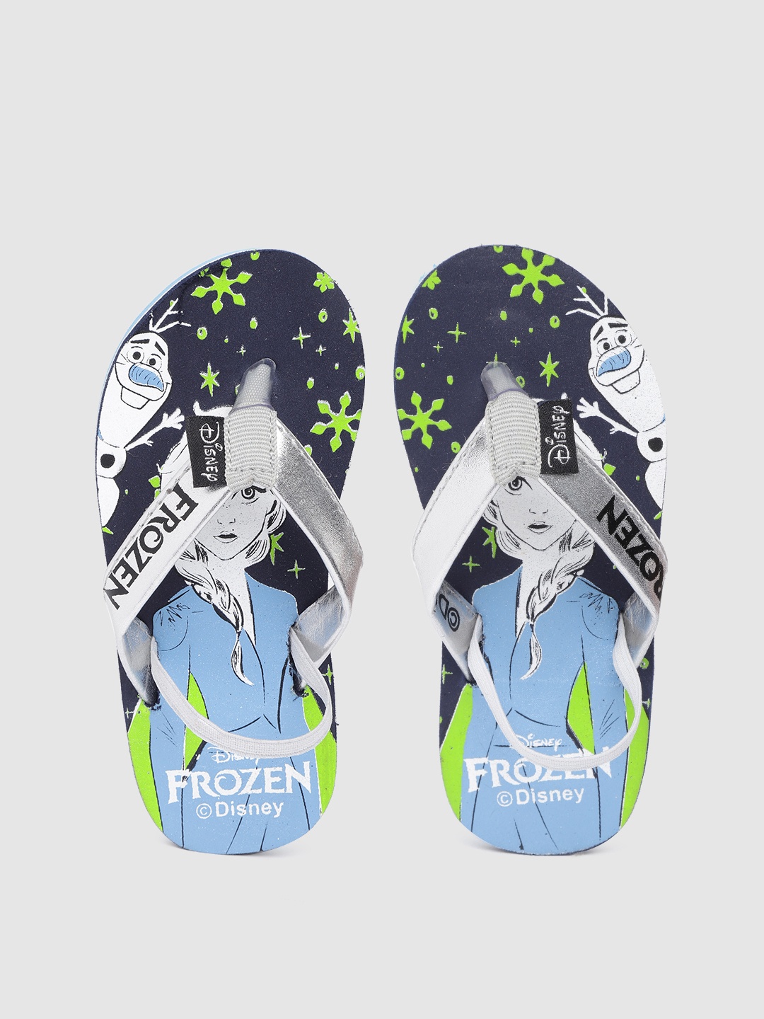 

toothless Girls Silver-Toned & Blue toothless Elsa Print Thong Flip-Flops