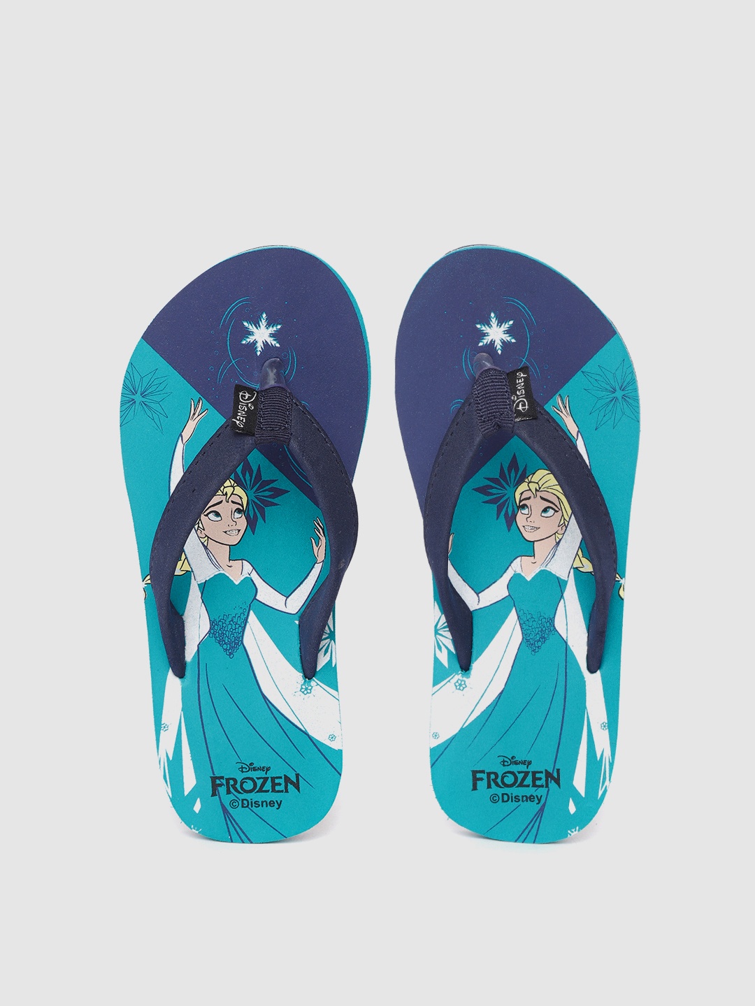 

toothless Girls Blue & White Disney Frozen Elsa Print Thong Flip-Flops