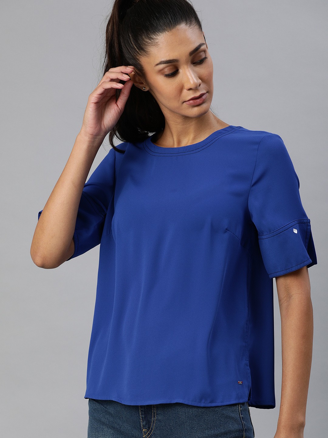 

Tommy Hilfiger Women Navy Blue Solid Top