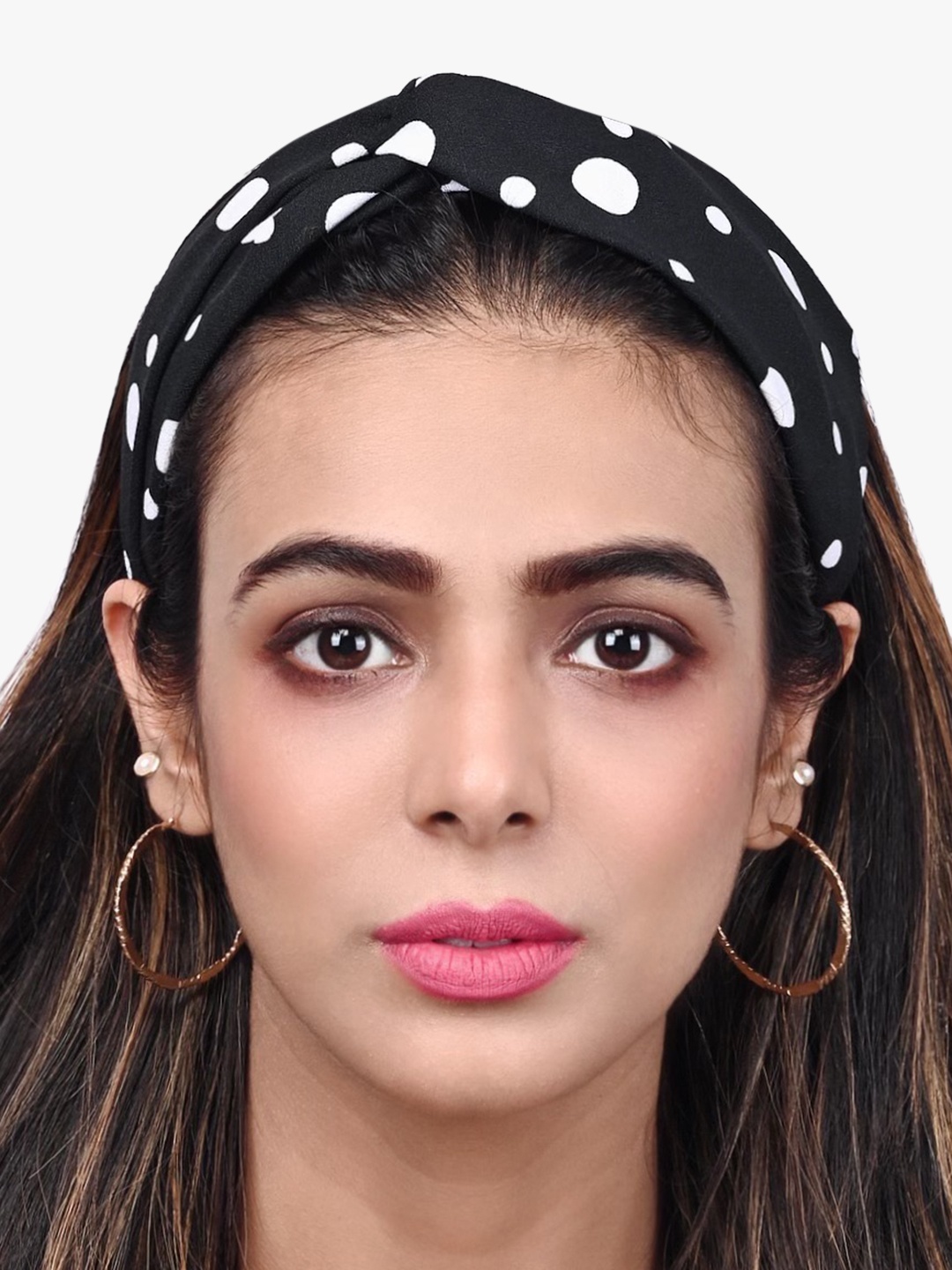 

BuckleUp Women Black & White Polka Dot Printed Headband