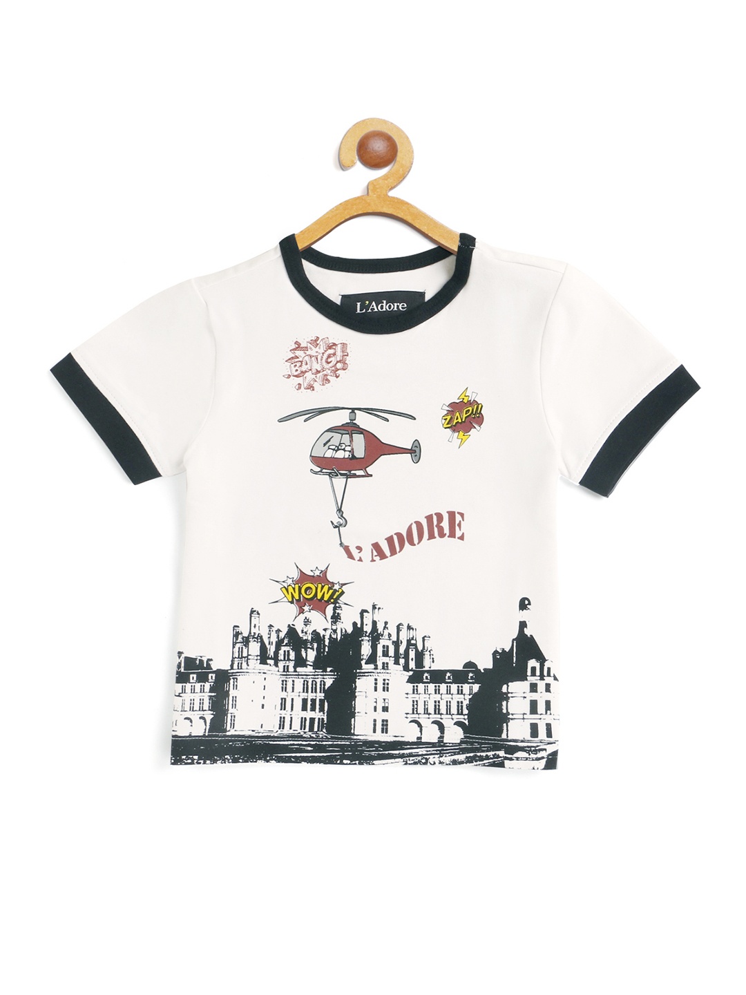 

LAdore Boys White Printed Round Neck T-shirt