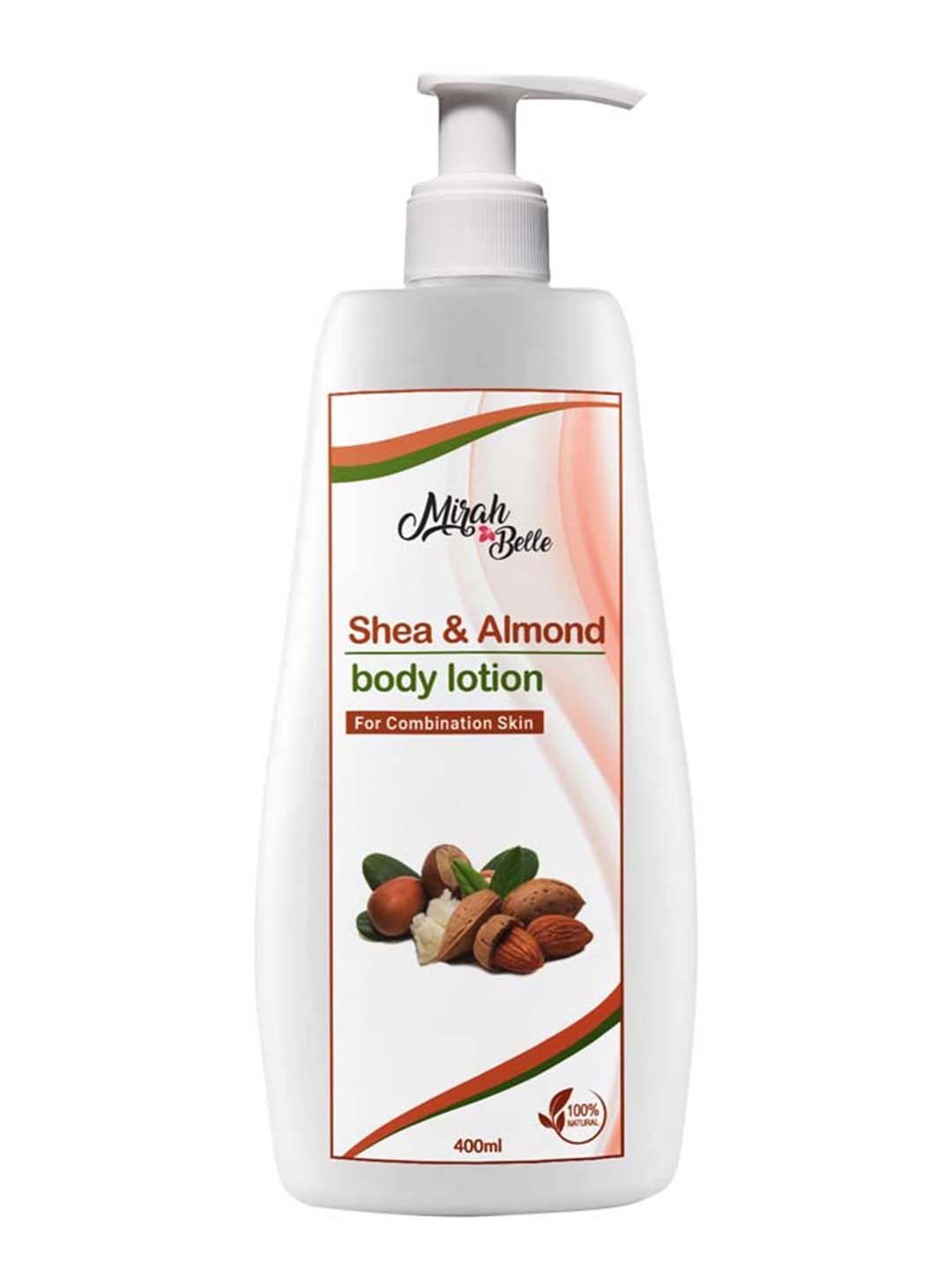 

Mirah Belle Shea Butter Sweet Almond Natural Body Lotion 400 ml, White