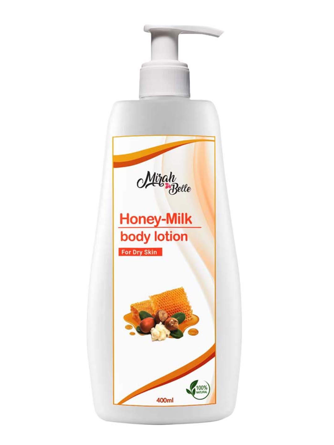 

Mirah Belle Organic Honey & Milk Natural Body Lotion 400 ml, White
