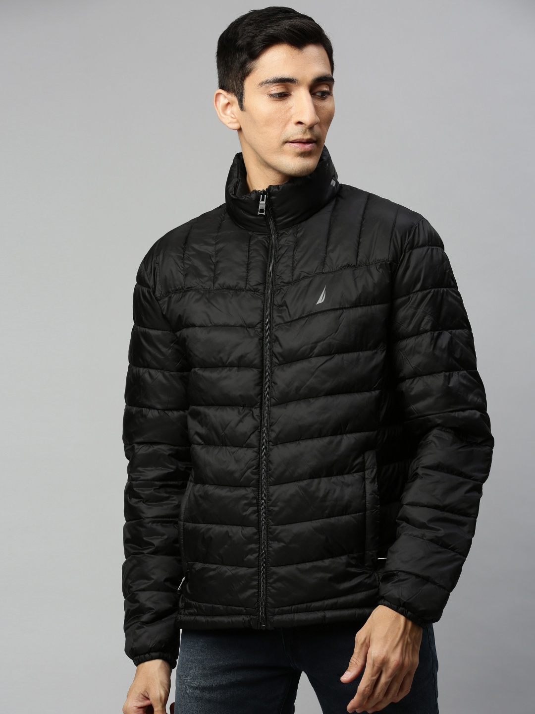 

Nautica Men Black Solid Lightweight Puffer Jacket