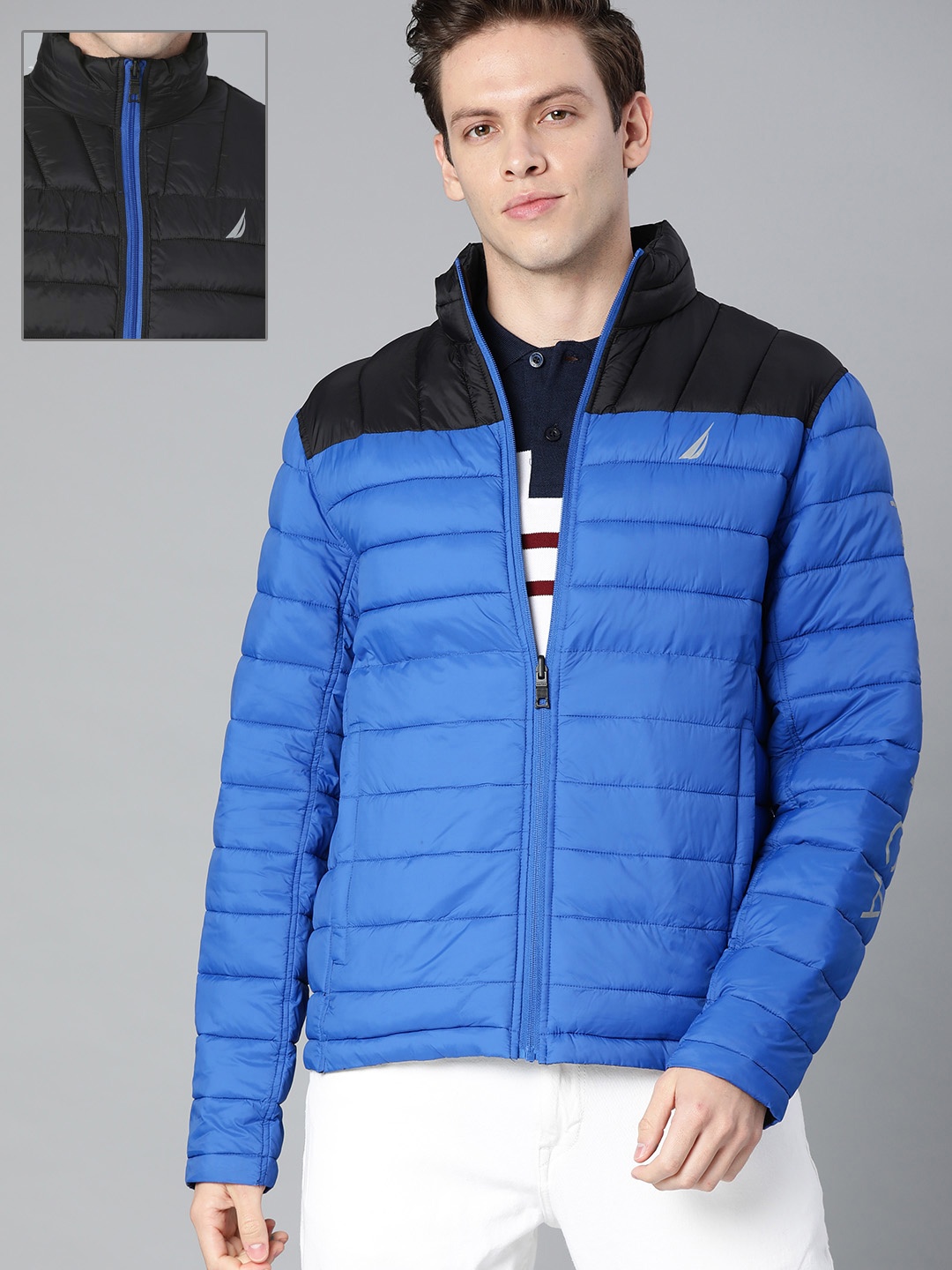

Nautica Men Blue Colourblocked Reversible Puffer Jacket
