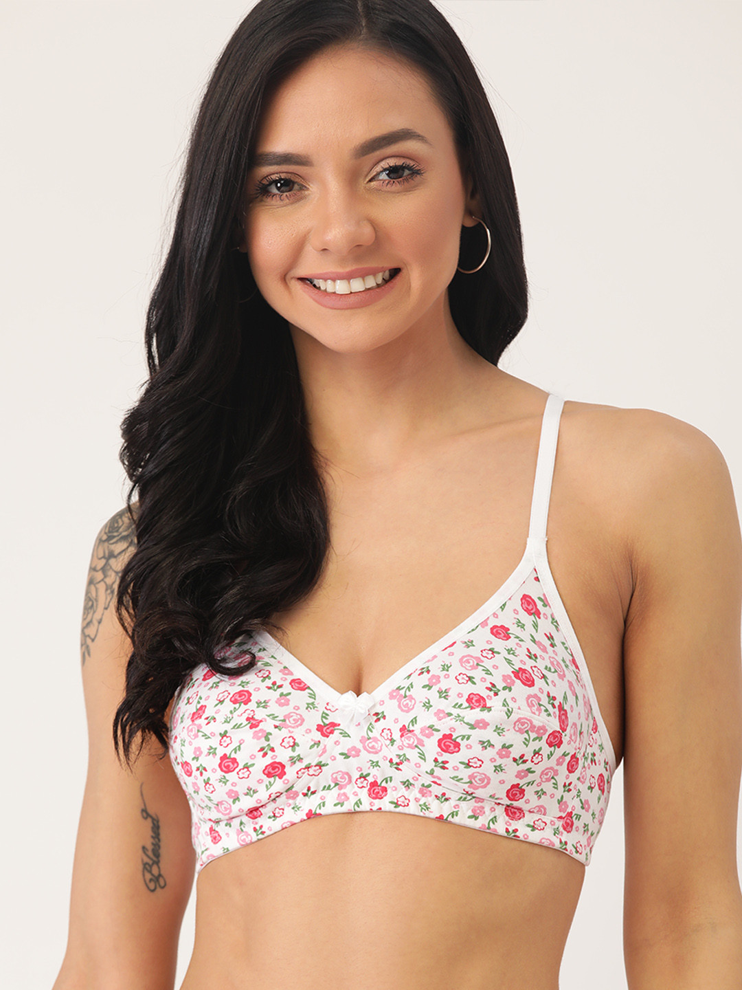 

DressBerry White & Pink Floral Print Non-Wired Non Padded Everyday Bra DB-CNS-7281176-A