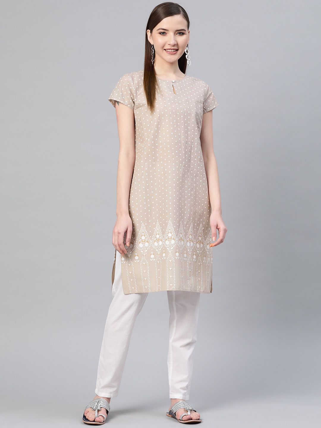 

W Straight Cotton Kurta, Beige