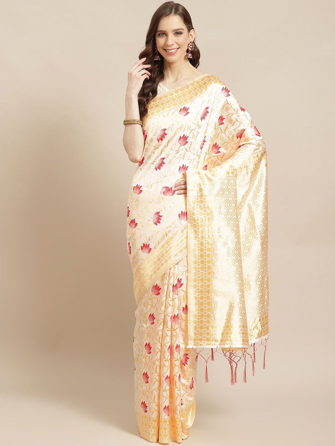 

Saree mall Cream-Coloured & Golden Woven Design Kasavu Saree