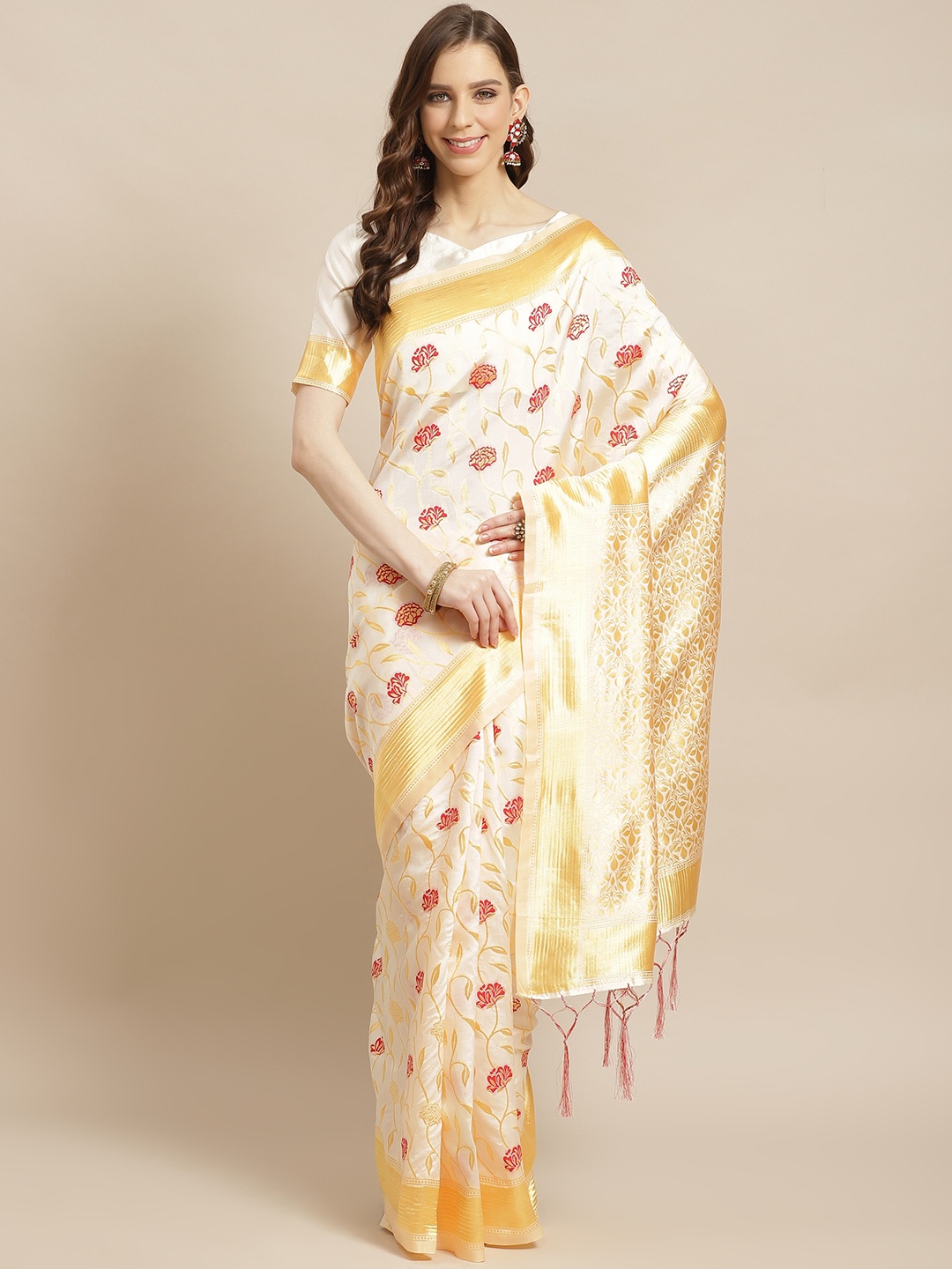 

Saree mall Cream-Coloured & Golden Woven Design Kasavu Saree