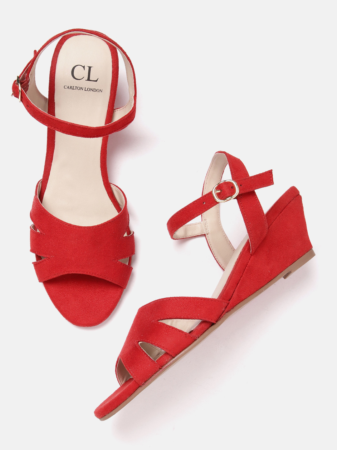 

Carlton London Women Velvet Finish Wedge Heels, Red