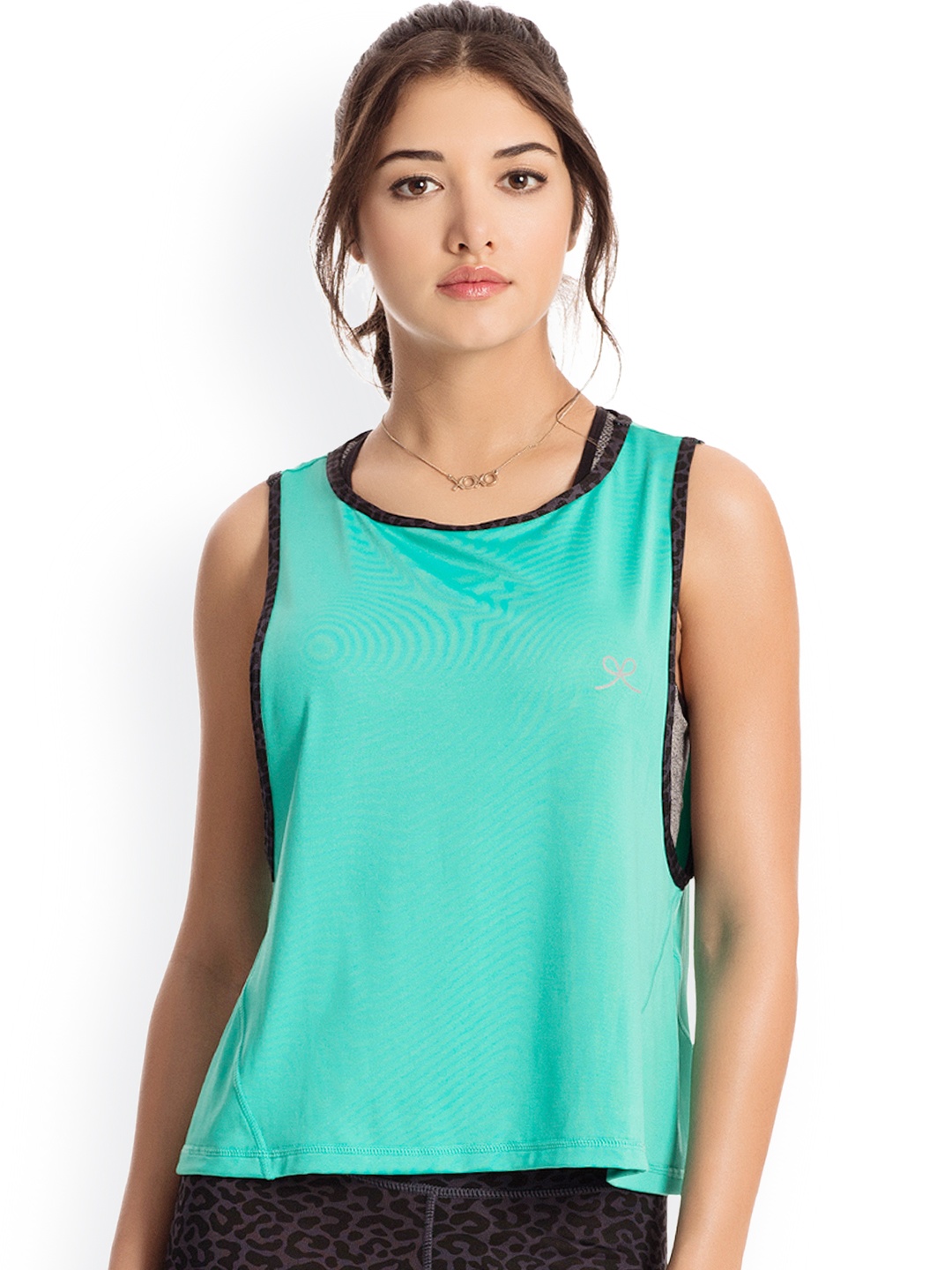 

PrettySecrets Women Turquoise Blue Solid Round Neck T-shirt