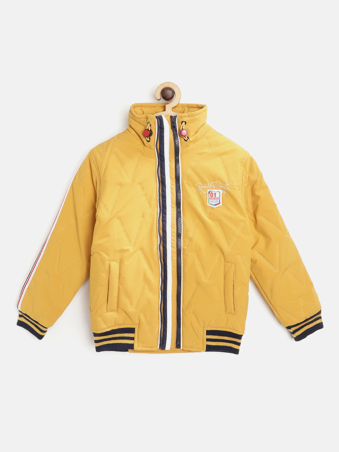 

toothless Boys Mustard Yellow Solid Lightweight Bomber Jacket