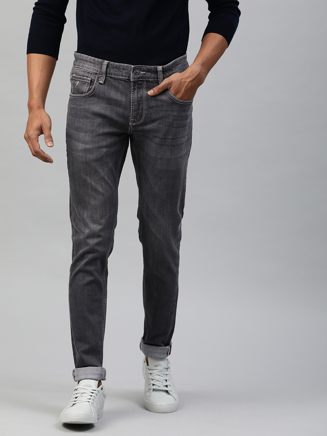 

Indian Terrain Men Grey Kruger Super Skinny Fit Mid-Rise Clean Look Stretchable Jeans