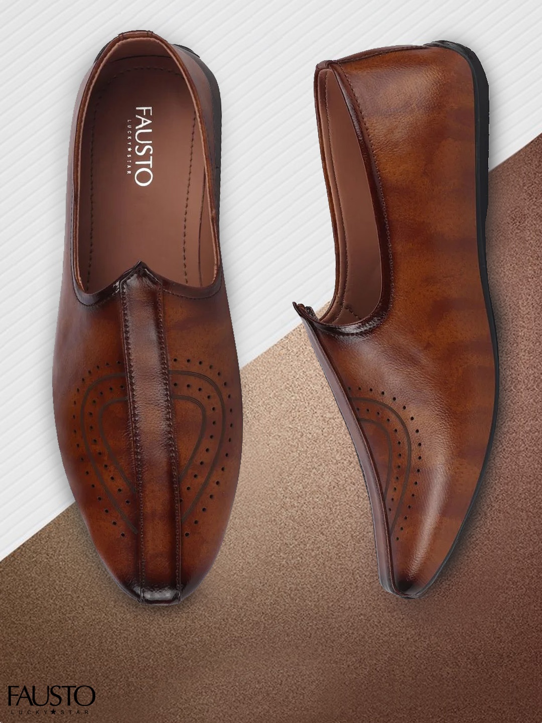 

FAUSTO Men Brown Mojaris
