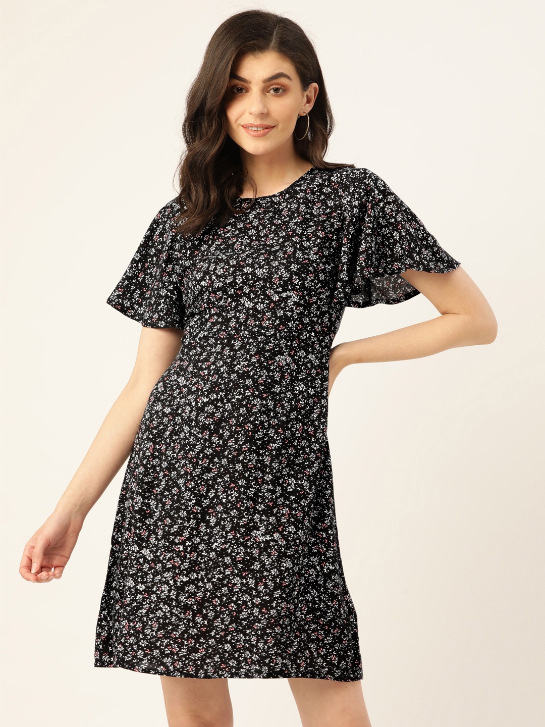 

Sera Women Black & White Floral Print A-Line Dress