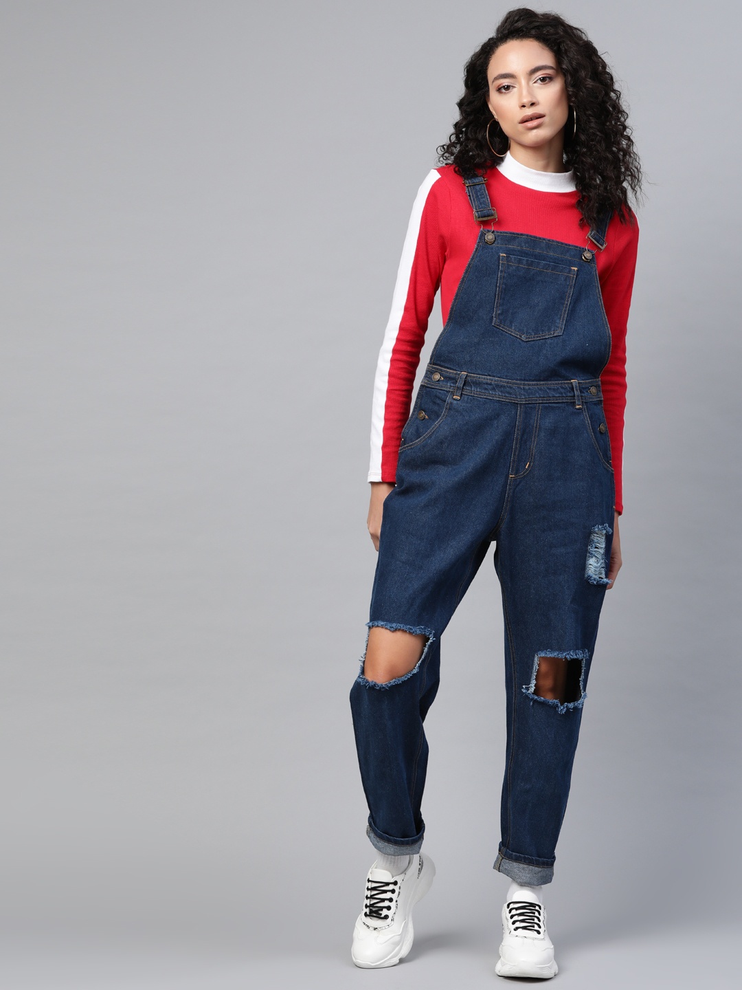

SASSAFRAS Women Navy Blue Solid Basic Jumpsuit