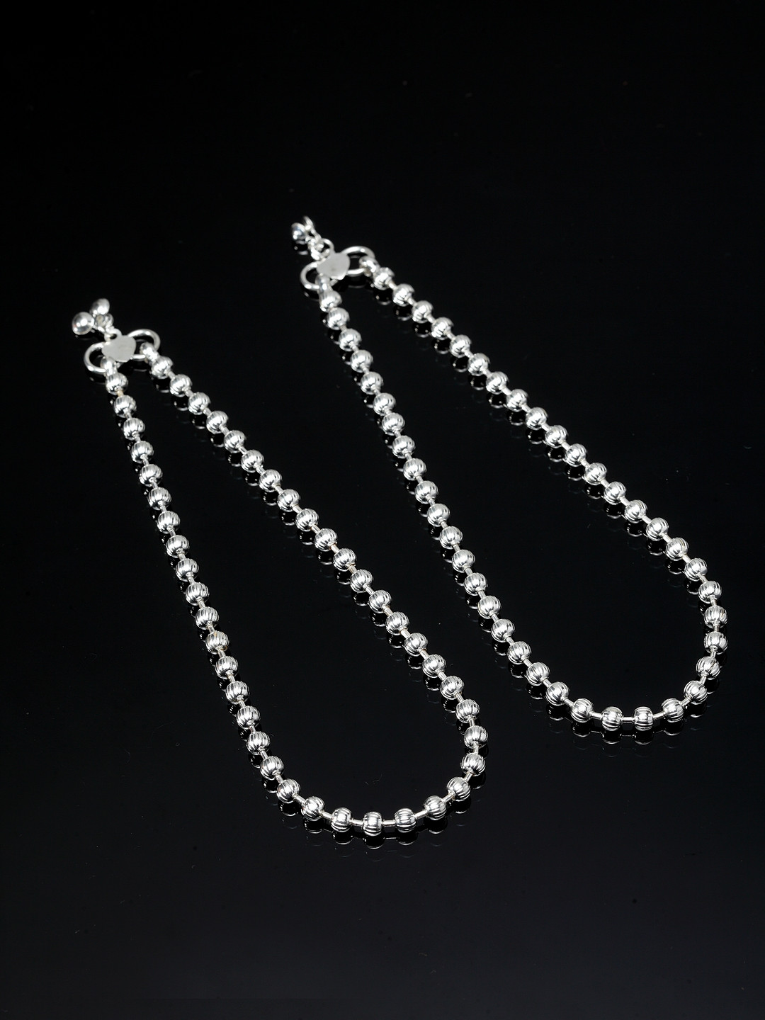 

PANASH Set Of 2 Silver-Plated Beaded Anklets