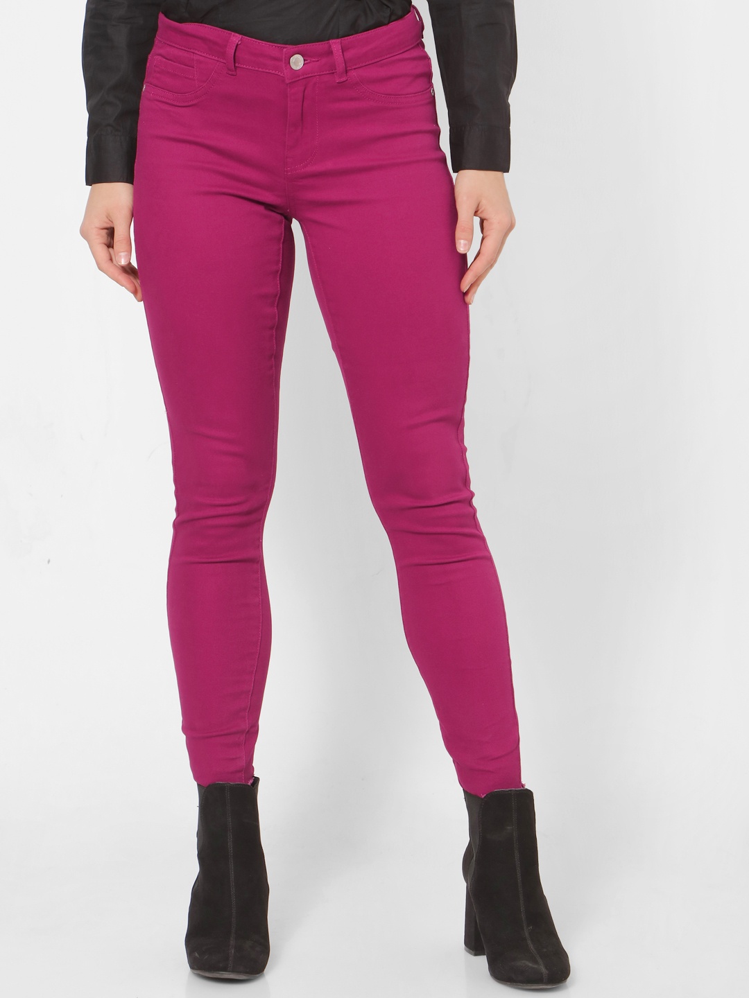 

ONLY Women Magenta Pink Skinny Fit Solid Chinos