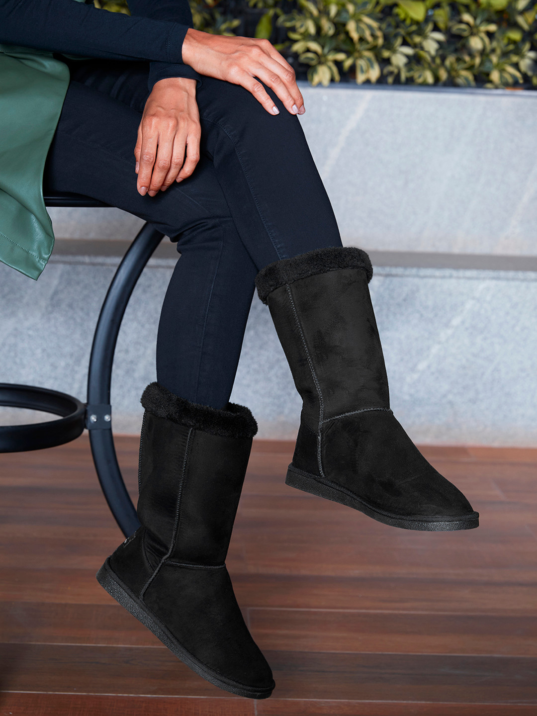 

Carlton London Women Black Solid High-Top Snug Boots