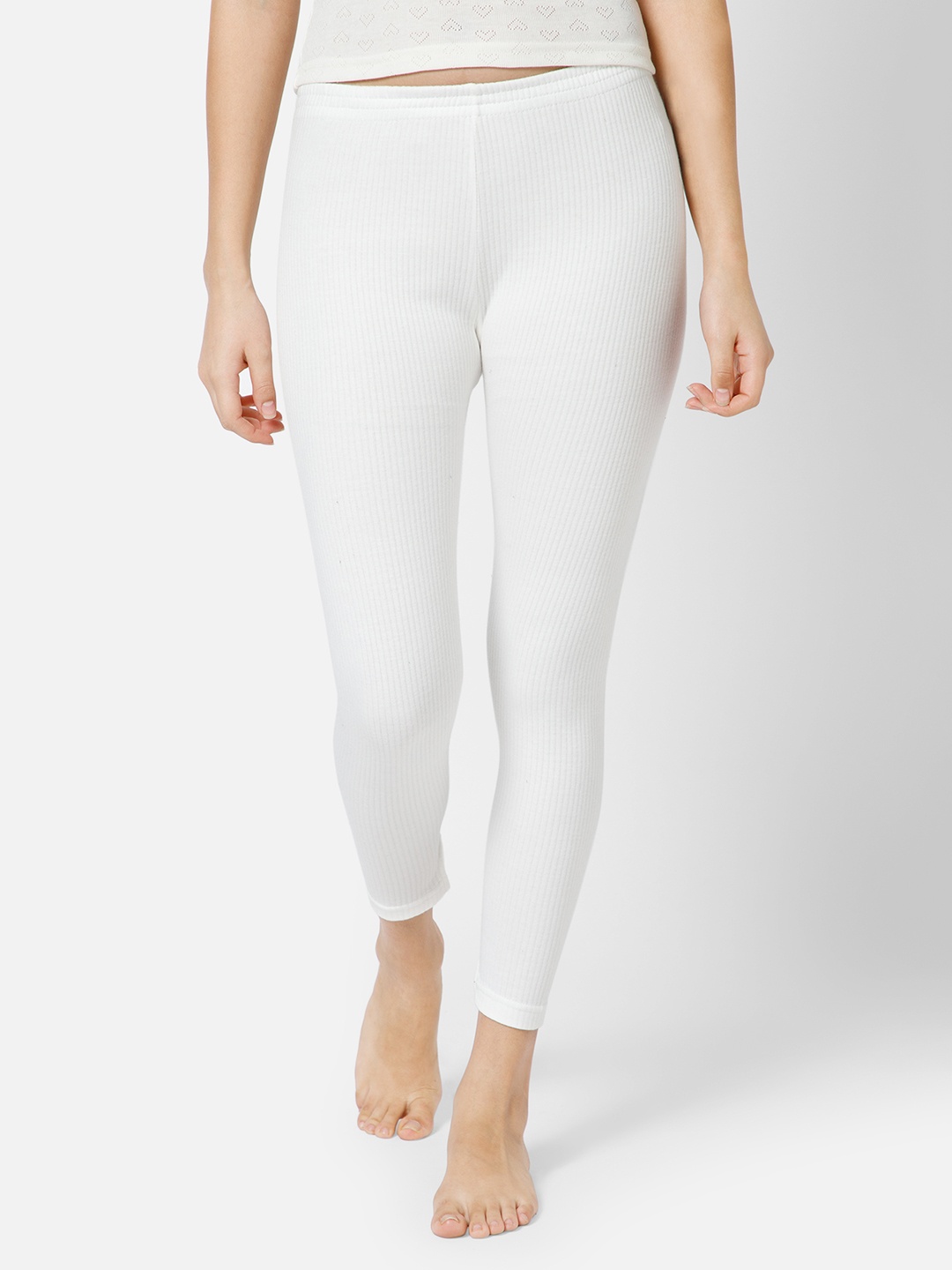 

BODYCARE INSIDER Women Off White Solid Skin-Fit Thermal Bottoms
