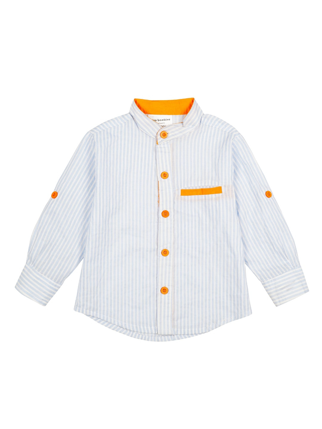 

Nino Bambino Boys White & Blue Striped Organic Cotton Sustainable Casual Shirt