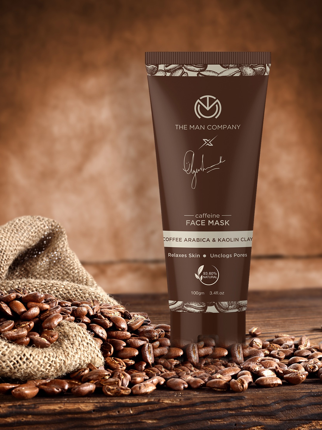 

THE MAN COMPANY Caffeine Face Pack with Coffee Arabica and Kaolin Clay 100 ml, Coffee brown