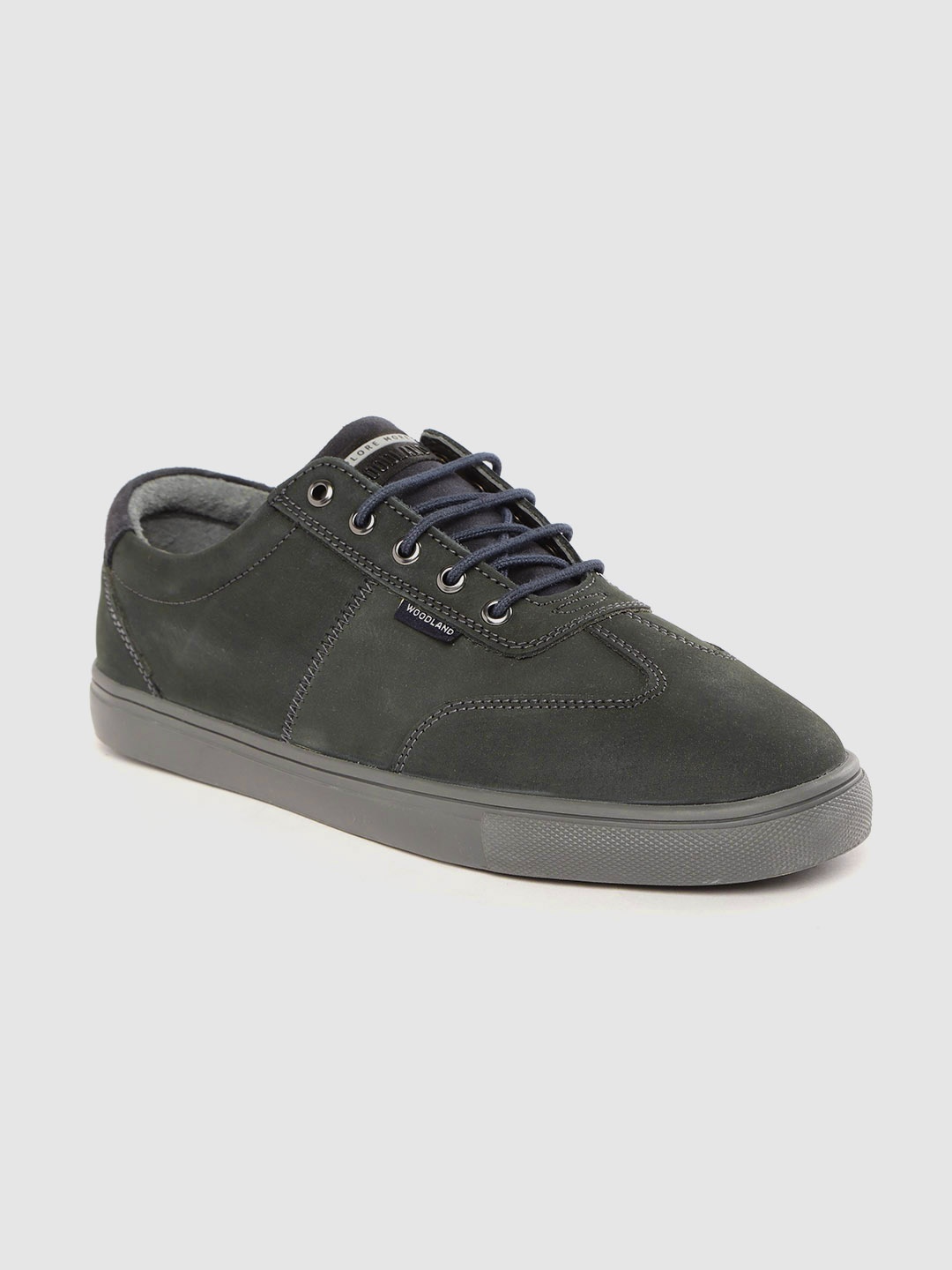 

Woodland Men Olive Green Leather Sneakers