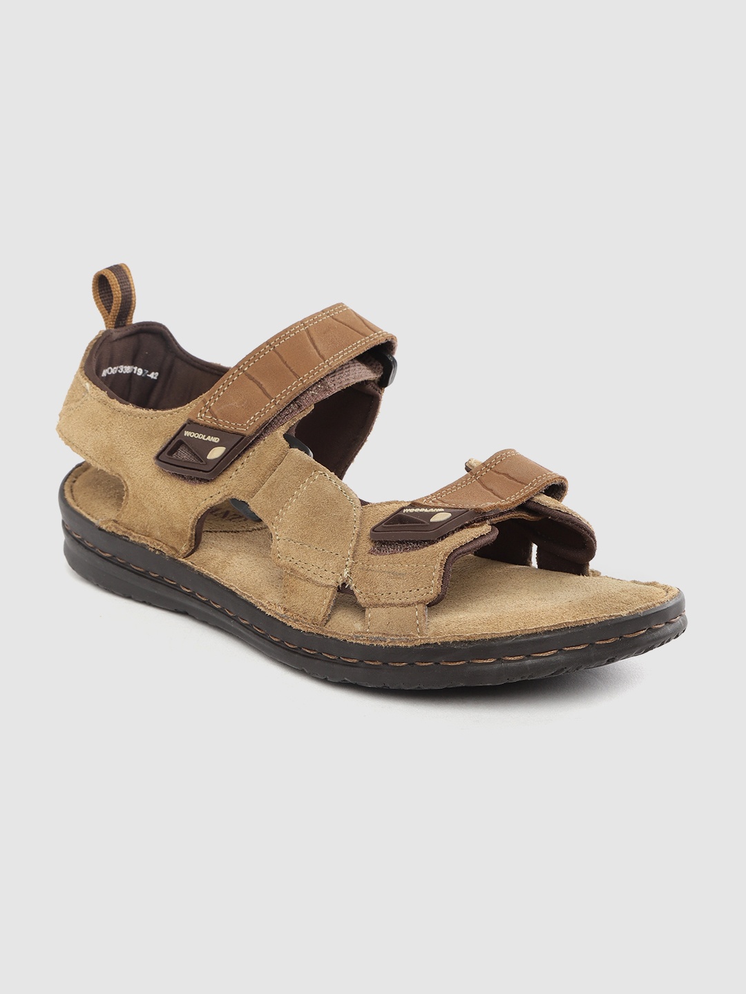 

Woodland Men Khaki Solid Suede Comfort Sandals