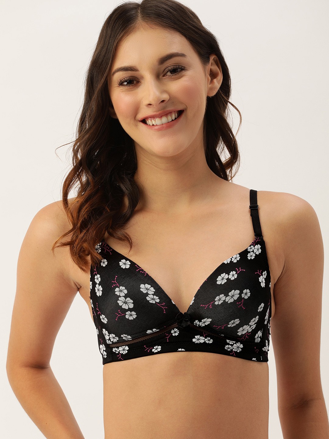 

DressBerry Black Printed Non-Wired Lightly Padded Everyday Bra