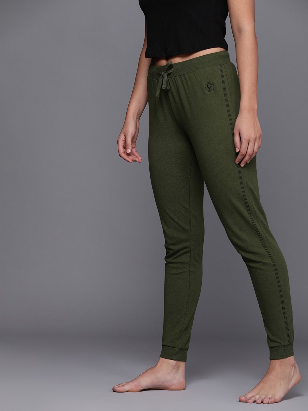 

Allen Solly Woman Women Olive Green Solid Lounge Pants